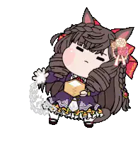 Chibi Touhou character eating a sweet