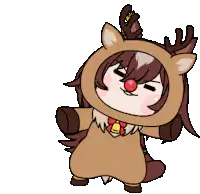 Chibi reindeer character dancing