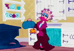 C.C. Pigeon pouring tea
