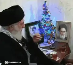 Ayatollah Khamenei drinking tea