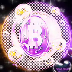 Purple Bitcoin with Bubbles and Sparkles
