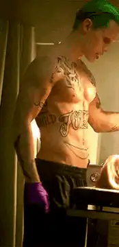 Joker shirtless with green hair