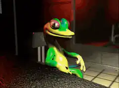 3d frog counting money