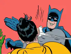 Batman slapping Robin