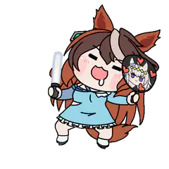 Chibi horse girl with knife and mirror