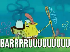 SpongeBob burping with net