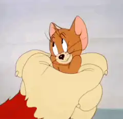 Jerry hugging a pillow
