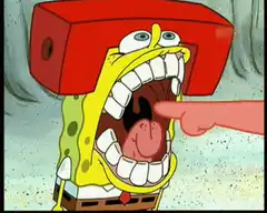 Spongebob with box on head