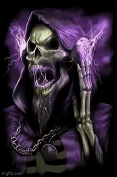 Screaming skeleton with purple lightning