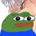 Pepe frog gets squished by anime breasts