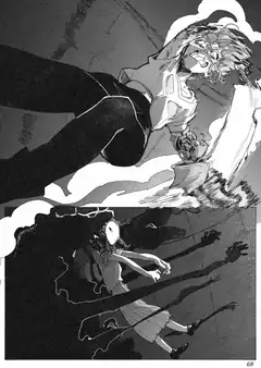 anime girl falling with shadow hands