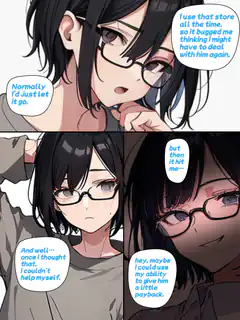 Anime girl with glasses thinking about payback