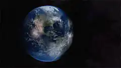 Earth being pulled apart by a black hole