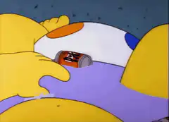 Homer Simpson reaches for a hot dog in his pool
