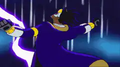 Static Shock posing with lightning