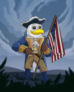 Patriotic Pepe holding a flag