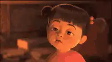 Sad animated girl with pigtails