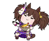 Chibi horse girl eating ramen