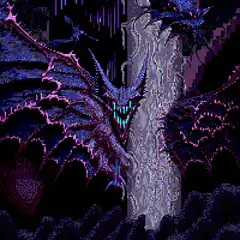 pixel art dragon perched on tree