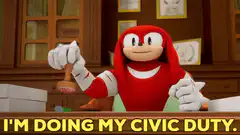 Knuckles doing his civic duty