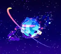 Stylized rotating planet in space