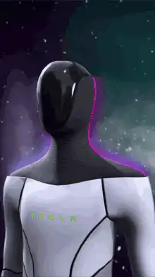 Tesla Robot with Glowing Purple Outline