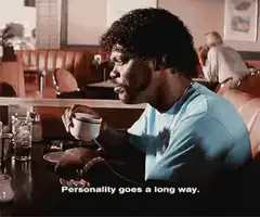 Marsellus Wallace drinks coffee
