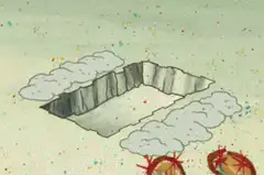 SpongeBob falls into a hole