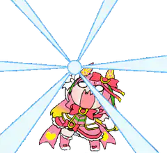 Chibi anime girl with spinning light beams