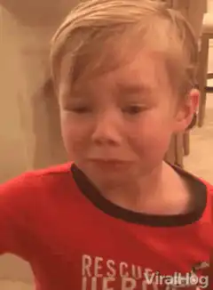 Crying boy says yes