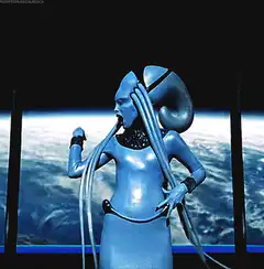Blue alien woman dancing