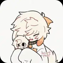 anime character hugging small creature