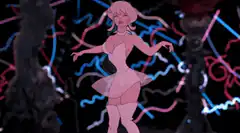 Pink anime girl dancing with neon lights