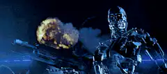 T-800 Terminator firing minigun