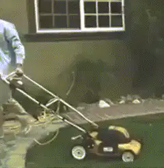 Man dragged by lawnmower