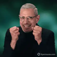 Jeff Goldblum excited fist pump