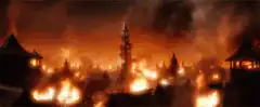 City burning in fire