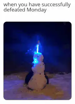 Snowman with glowing blue lights defeated Monday