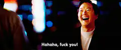 Ken Jeong laughing and saying fuck you