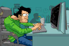 angry programmer smashing computer
