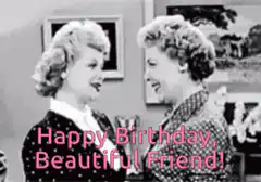 Lucy and Ethel kiss happy birthday