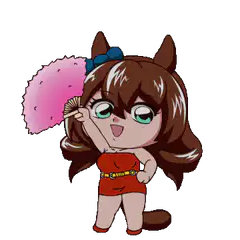 Chibi horse girl with pink fan