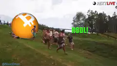 Bitcoin Ball Rolling Down Hill HODL