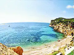 Aerial view of a beautiful blue bay