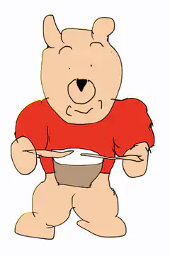 Muscular Winnie the Pooh eating honey