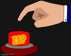 Hand pressing zap button