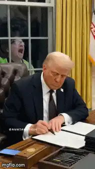 Donald Trump puts on headphones to ignore screaming