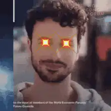 Man with glowing eyes Bitcoin meme