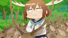 Shizuku surrounded by deer