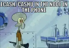 Squidward falls down with text